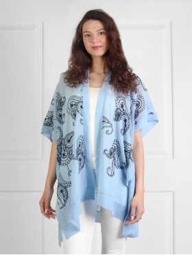 Black And White Paisley Embroidery Kimono Black And White Paisley Embroidery Kimono